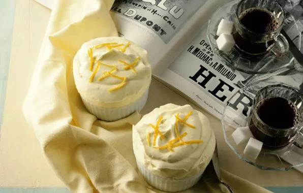 Coffee, Breakfast, cake, cupcakes