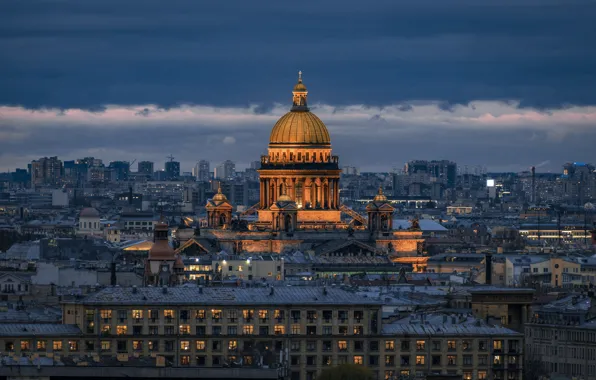 Picture the city, building, home, the evening, Peter, Saint Petersburg, temple, the dome