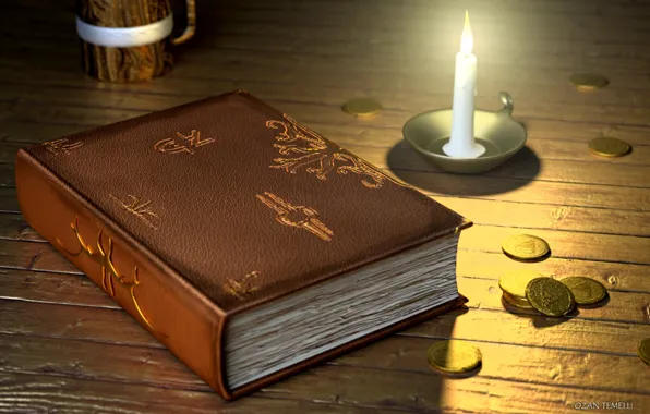 Picture candle, fantasy, art, book, coins, Tavern, Based Bard