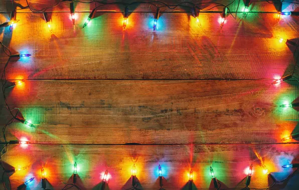 Picture decoration, colorful, New Year, Christmas, garland, Christmas, wood, New Year