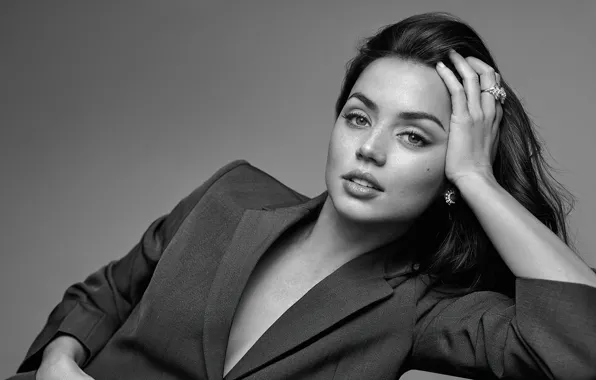 Picture look, girl, face, pose, photo, background, lips, black and white