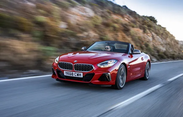 Red, BMW, slope, Roadster, BMW Z4, M40i, Z4, 2019