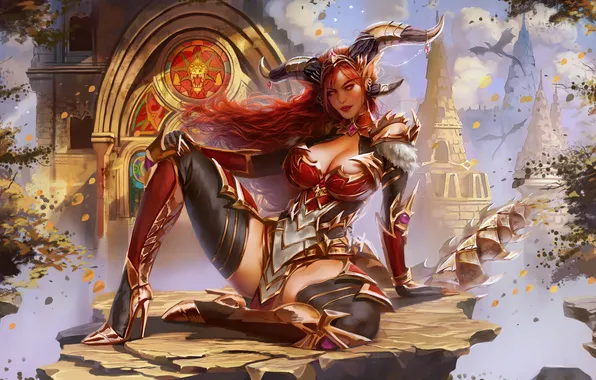 Girl, WOW, fantasy, armor, Alexstrasza