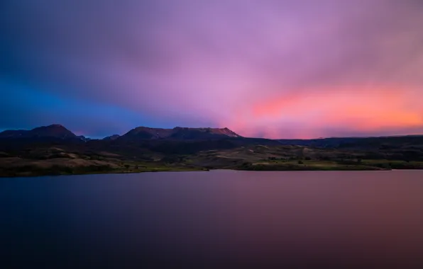 Picture mountains, lake, the evening, mountains, lake, evening
