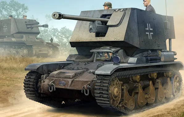 Picture figure, art, SAU, Tank hunter, 47-mm anti-tank gun, 35R