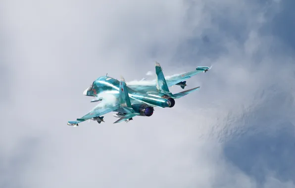 The sky, flight, fighter, bomber, Su-34