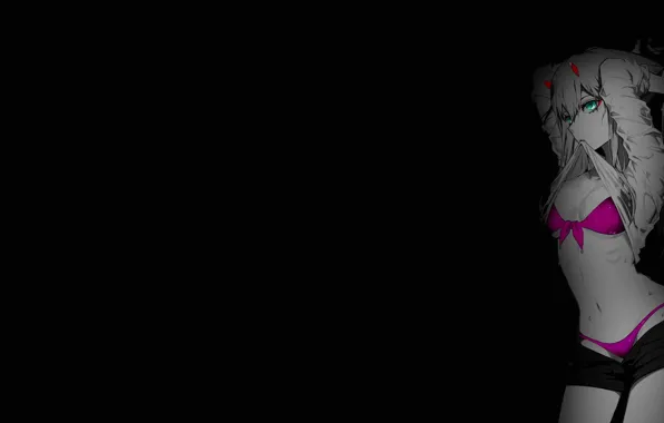 The dark background, anime, underwear, bikini, anime, monochrome, monochrome, dark background