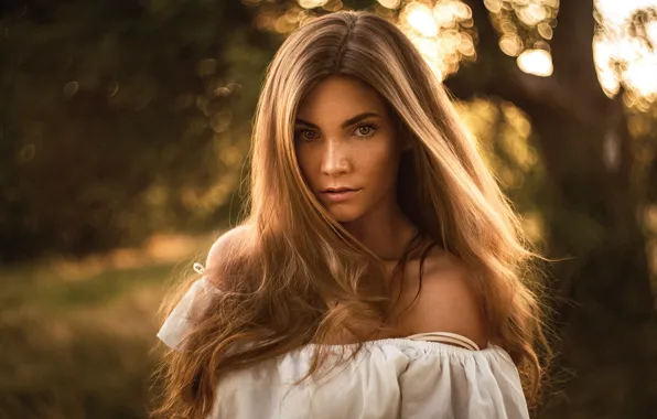 Look, girl, glare, portrait, Mike, freckles, light, brown hair