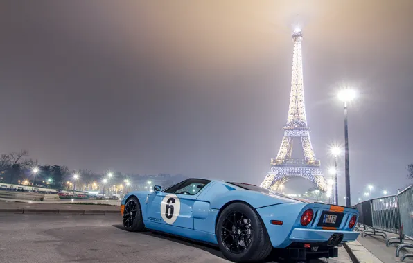 Blue, Paris, Ford, lights, light, Eiffel tower, Paris, Ford