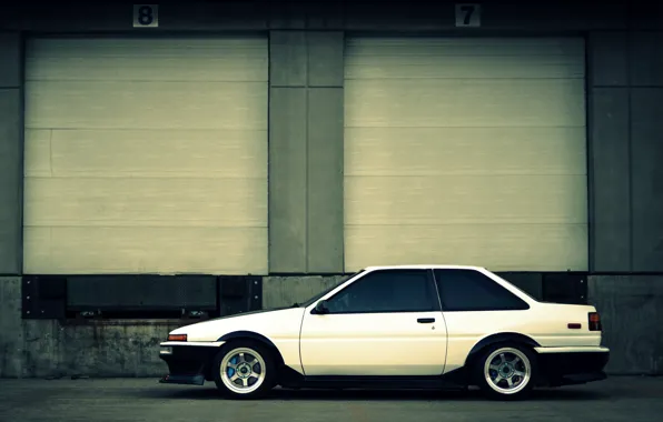 White, toyota, corolla, ae86, front, Toyota, Corolla