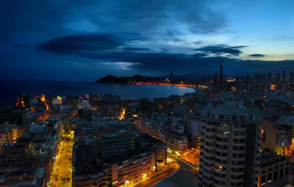 Night, the city, Spain, Benidorm
