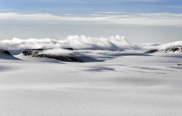 The sky, clouds, snow, landscape, mountains, Franz-Joseph