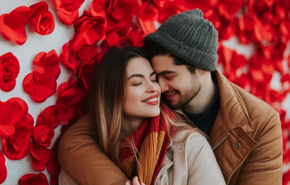 Girl, love, holiday, hugs, pair, male, guy, Valentine's Day