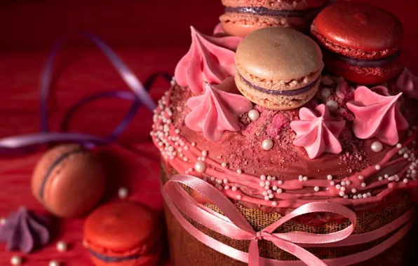 Pink, holiday, red, spring, cookies, Easter, bow, red background