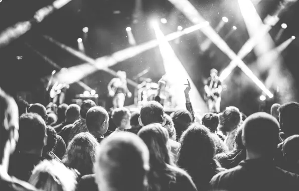 Music, light, rock, white, black, people, band, gray