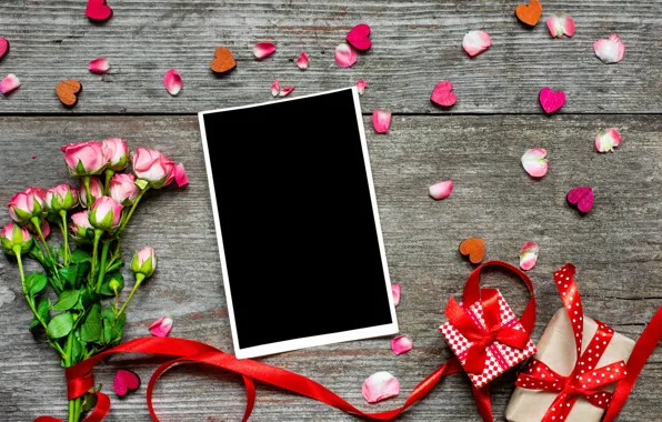 Picture love, flowers, photo, roses, bouquet, frame, petals, gifts