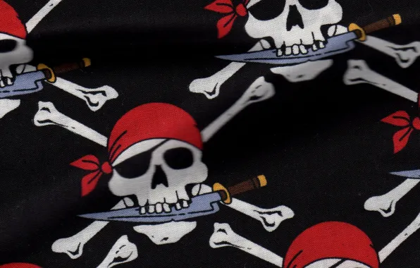 Background, pirate, knife, texture, bandana, Jolly Roger