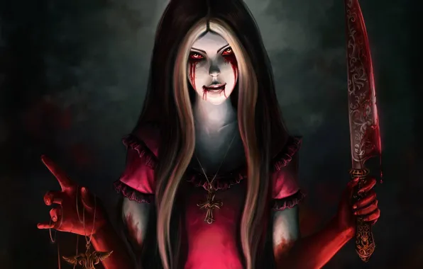 Picture blood, Alice, knife, Alice Madness Returns