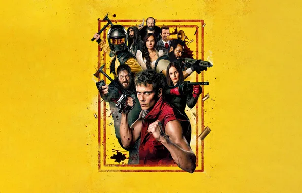 Characters, yellow background, 2023, Boy Kills World