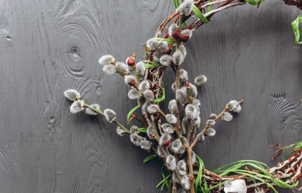 Spring, tape, buds, wreath, spring, twigs, ribbon, Bouquet
