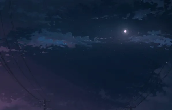 The sky, night, the moon, power lines, K.Hati