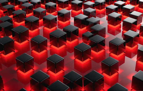 Cubes, squares, red light