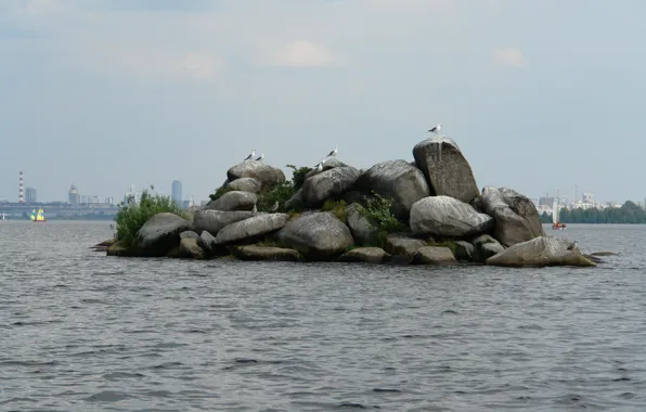 Lake, yachts, Island, stone, of Patos