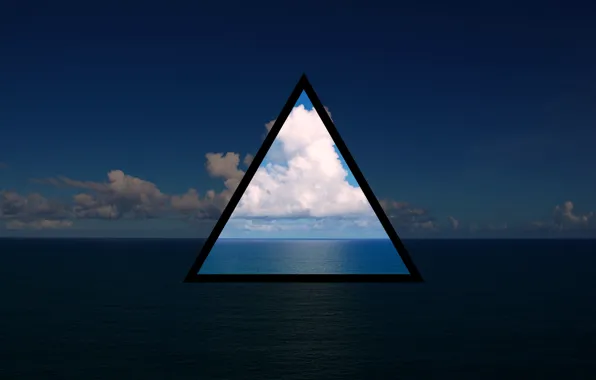 Sea, the sky, water, clouds, the ocean, triangle