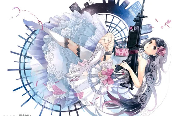 Picture home, stockings, boots, machine, the bride, veil, handcuffs, art