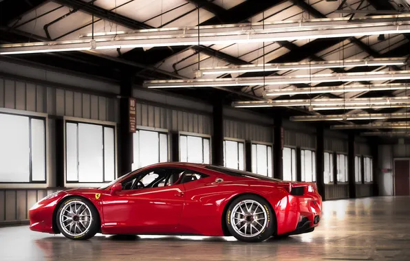 Picture red, lamp, Windows, profile, red, ferrari, Ferrari, the room