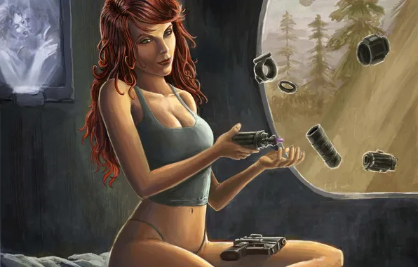 Girl, weapons, Star Wars, Star wars, sitting, Mara Jade, Mara Jade