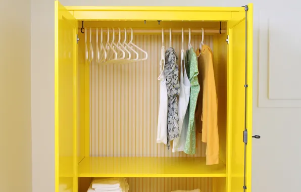 Picture yellow, things, wardrobe, hanger, closet