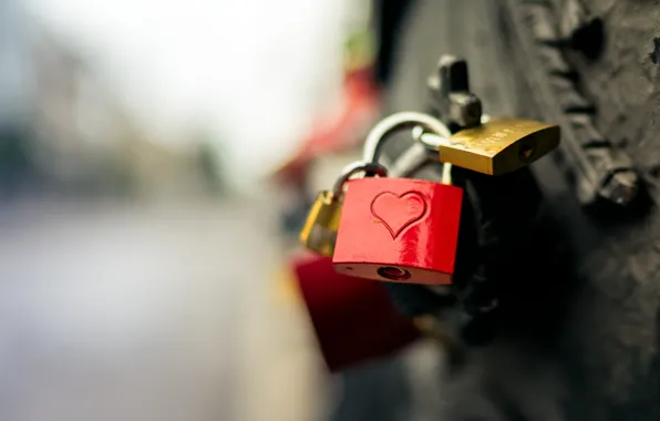 Background, street, locks, Bokeh