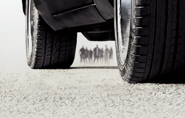 Picture silhouette, tires, car, Fast & furious 7