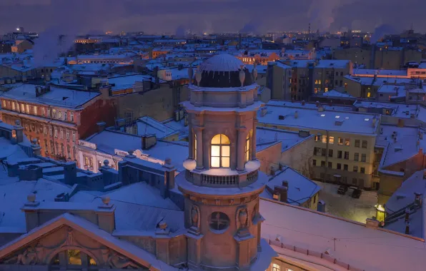 Picture snow, Saint Petersburg, winter, home, Yuri Stolypin, roof, the city, Peter