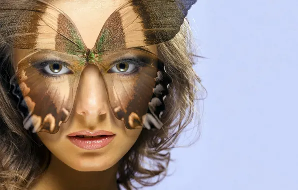 Picture face, butterfly, model, mask