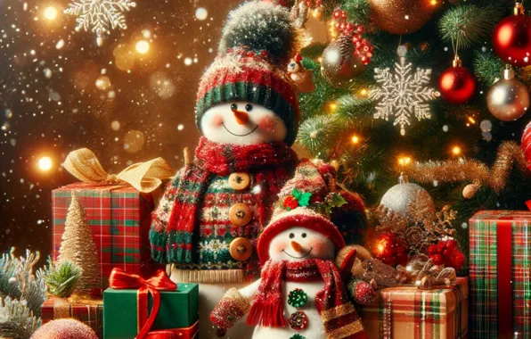 Balls, snow, snowflakes, branches, lights, lights, tape, toys