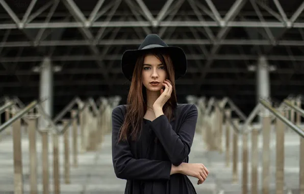 Girl, portrait, hat, Vyacheslav Shcherbakov