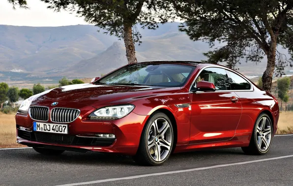 Picture road, red, Auto, BMW 6