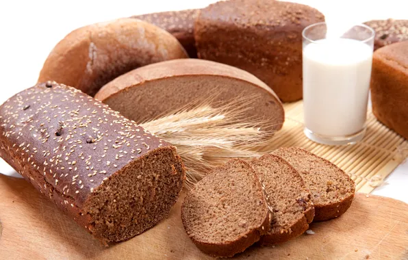 Picture wheat, milk, bread, cakes, bread, baton