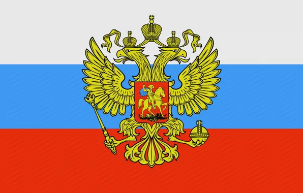 Tricolor, the flag of Russia, the coat of arms of Russia