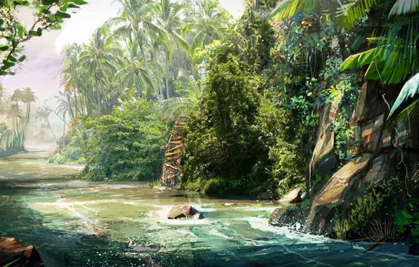 The sky, Nature, Trees, River, Jungle, Jungle, Nature, Sky