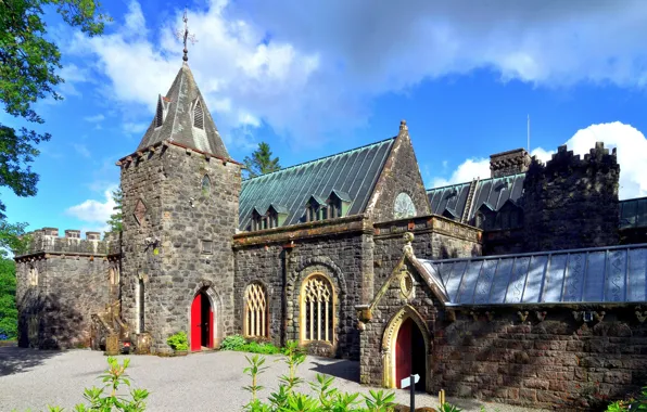 The sky, clouds, Scotland, Church