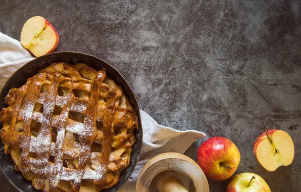 Autumn, apples, pie, cakes, flour, Apple pie