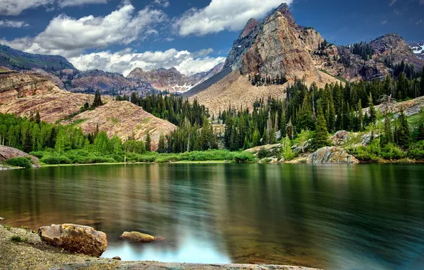 Landscape, mountains, lake