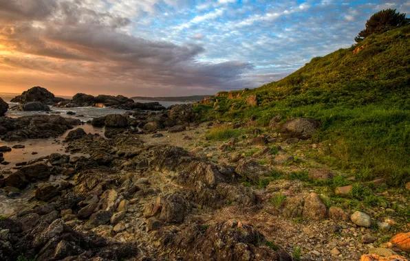 Sunrise, stones, coast