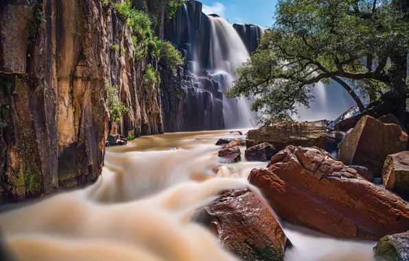 River, stones, waterfall, Mexico, cascade, Mexico, Cascade de la Concepcion, Aculco