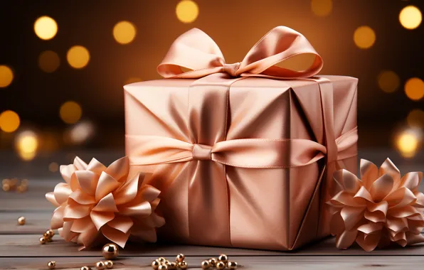 Flowers, lights, box, gift, Board, orange, Christmas, tape