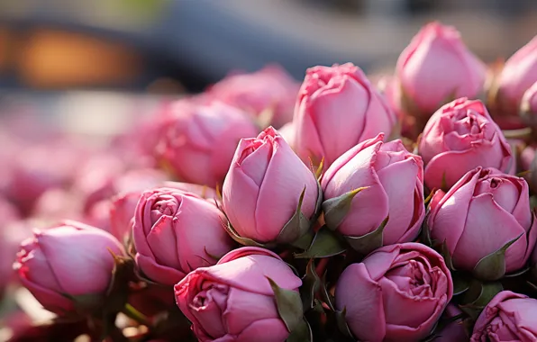 Flower, macro, flowers, rose, roses, bouquet, pink, buds
