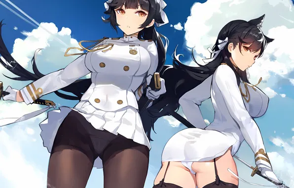 Sword, sexy, lingerie, ass, pantsu, panties, thighhighs, long hair